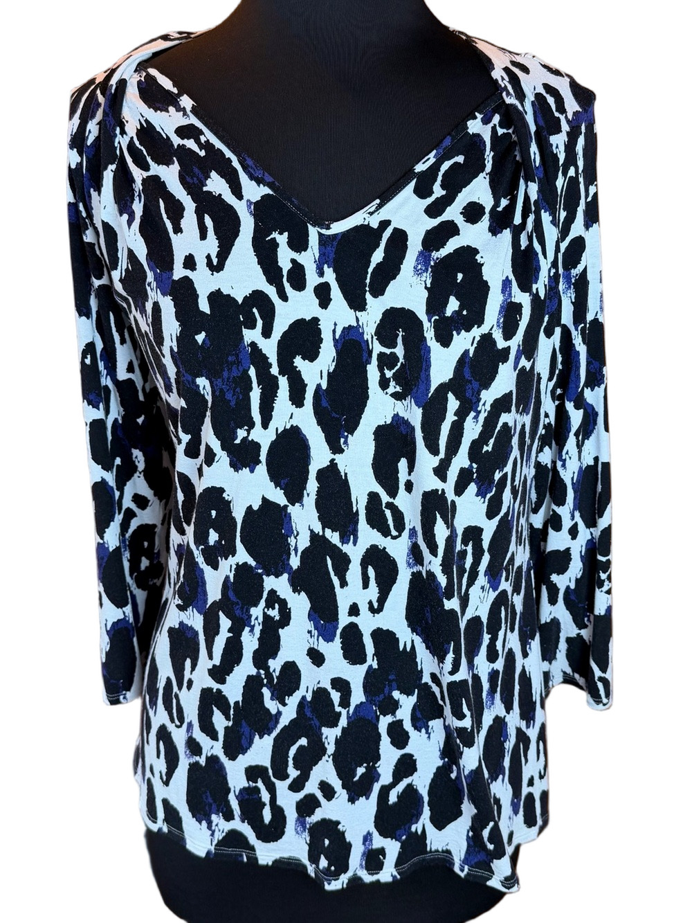 Printed Women’s Top in Black, White & Purple UK 14 US 10 size Medium